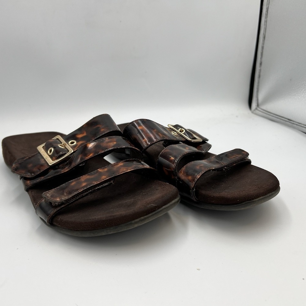 Women's Orthaheel VIONIC Skylar Tortoise Shell Adjustable Orthotic Sandals US 7